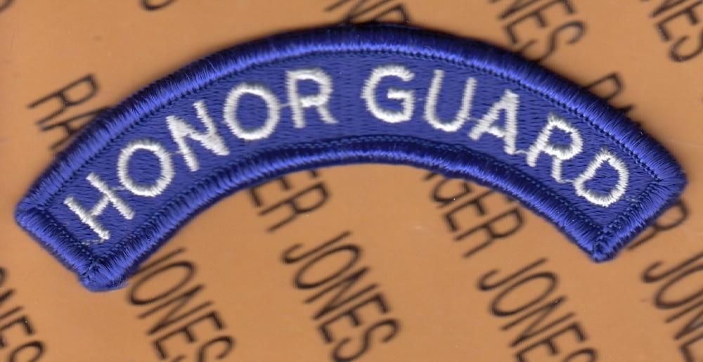 US Army HONOR GUARD White on Blue Tab ~3.75" patch m/e A