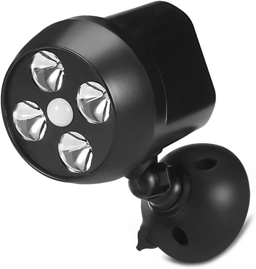 Battery Powered Security Lights Motion Sensor Outdoor Lamp Spotlight with 4LEDs