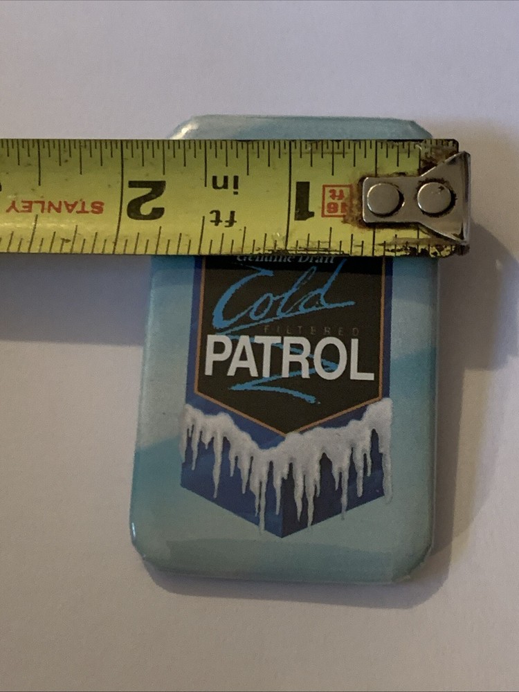 MILLER GENUINE DRAFT "COLD PATROL" BUTTON PINBACK HAT PIN BUTTON VTG