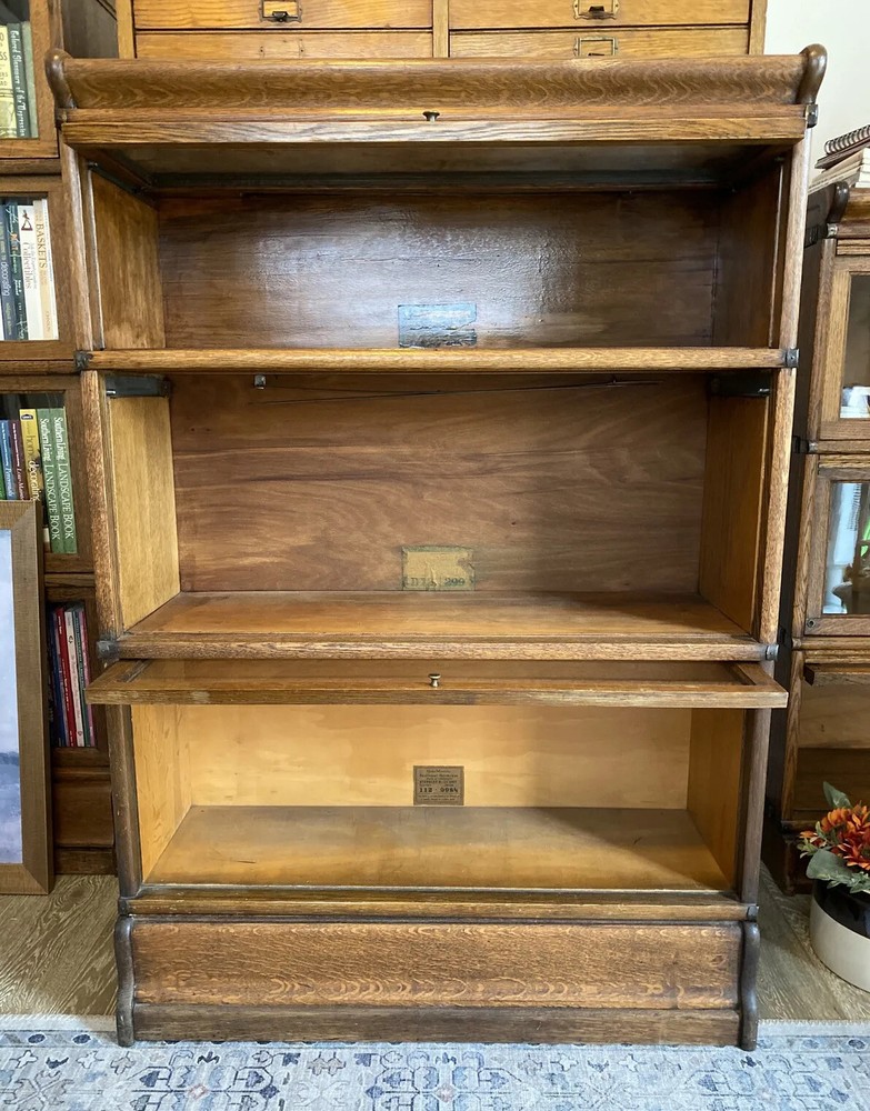 Excellent 34” Globe Wernicke Golden Oak 3 Stack Barrister Bookcase