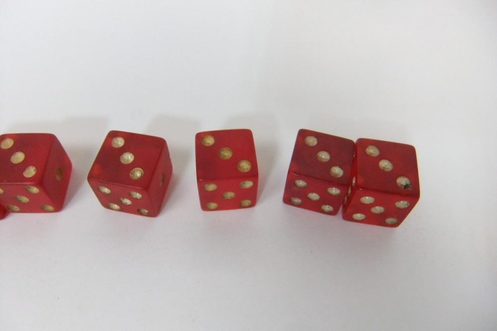 Red Translucent Bakelite Dice with Cheater Dice 1/2”