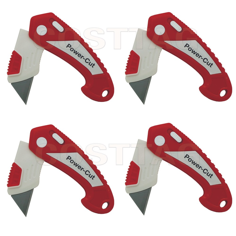 4-Pack Folding Utility Knife Box Cutter, Quick Change Blade with Lock Blade