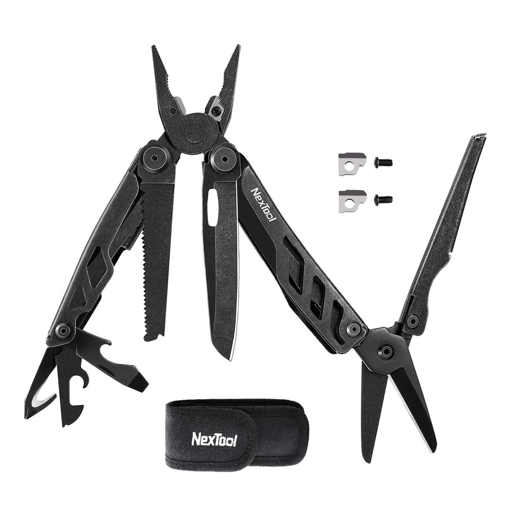 Heavy Duty Multitool Pliers with Pocket Scissors, Replaceable Wire Cutters, N...