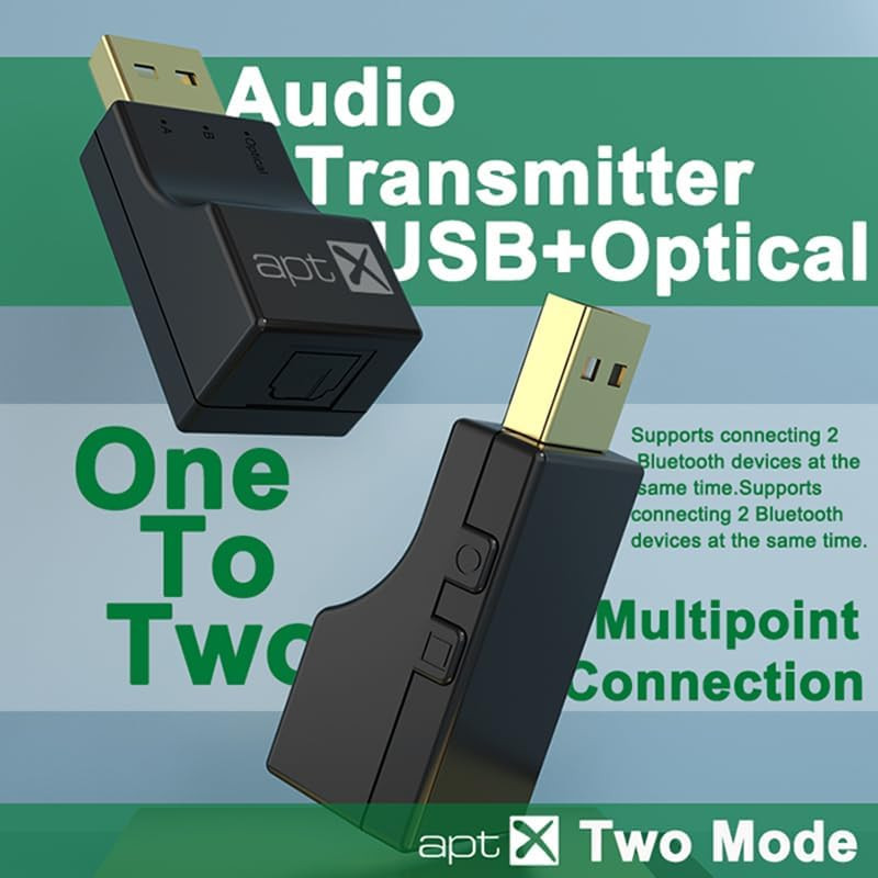 USB Optical Wireless Bluetooth Transmitter 2 in 1 Audio Adapter Low Lantency