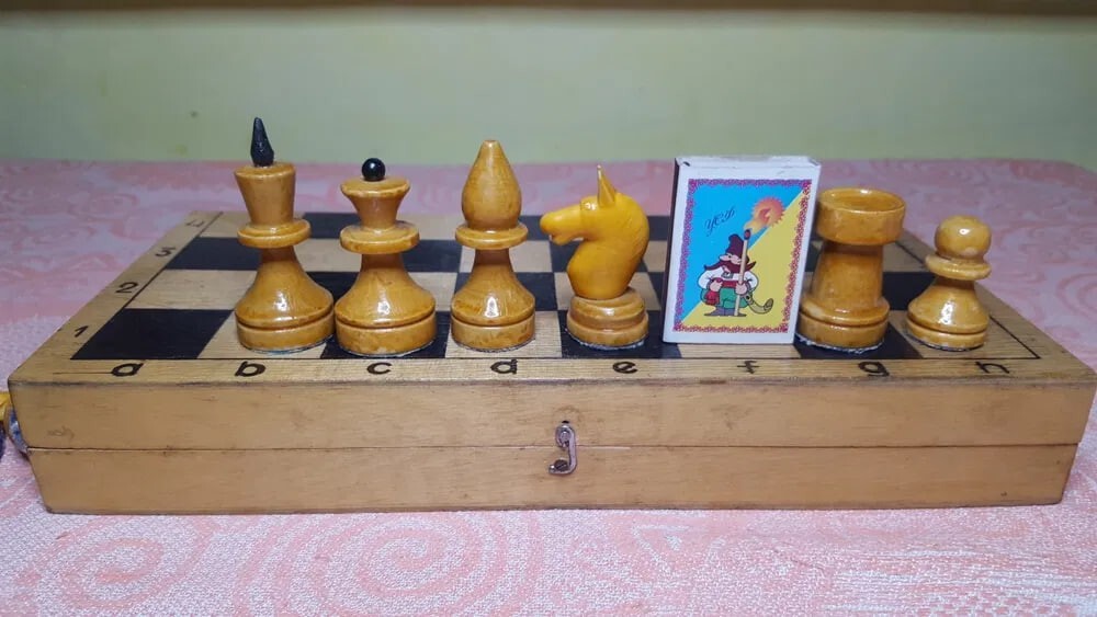 Nice Vintage Wooden Chess Set Soviet USSR