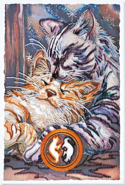 Bead embroidery kit Purr needlework kit Art canvas beadwork pattern