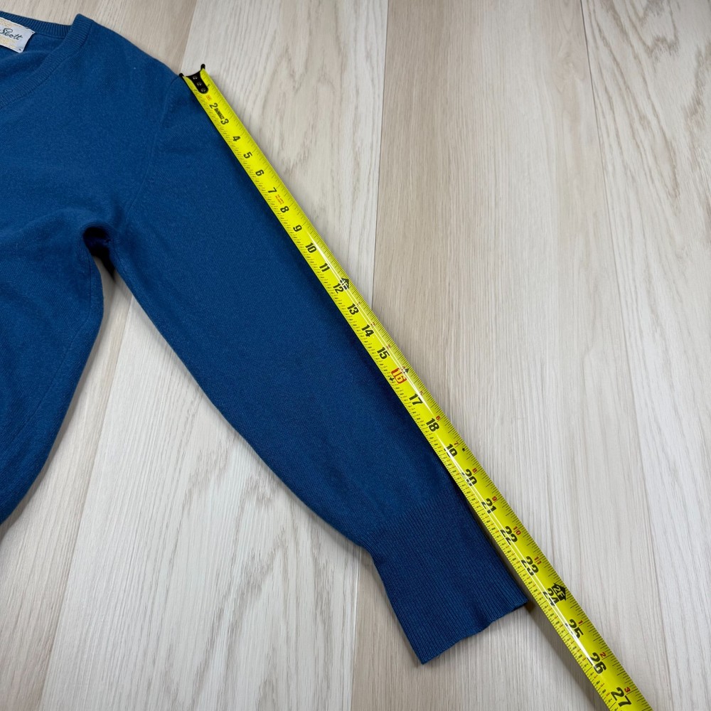 Peter Scott Mens Blue Cashmere Classic Modern V-Neck Pullover Sweater Size 40