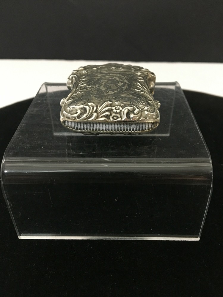 Vintage Match Safe Repousse Scroll Design in ALBO Silver