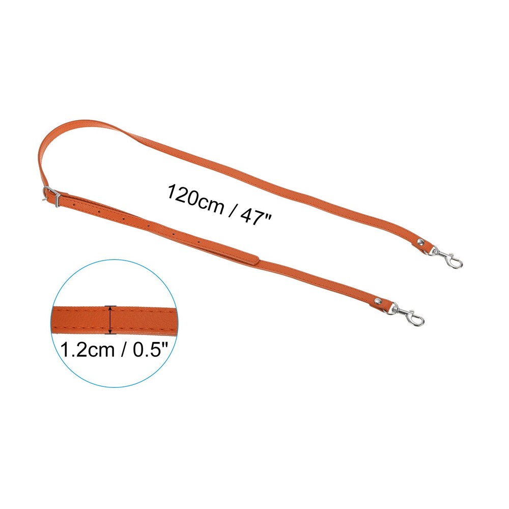 47 Inch Adjustable PU Leather Purse Strap with Silver Hardware, Orange