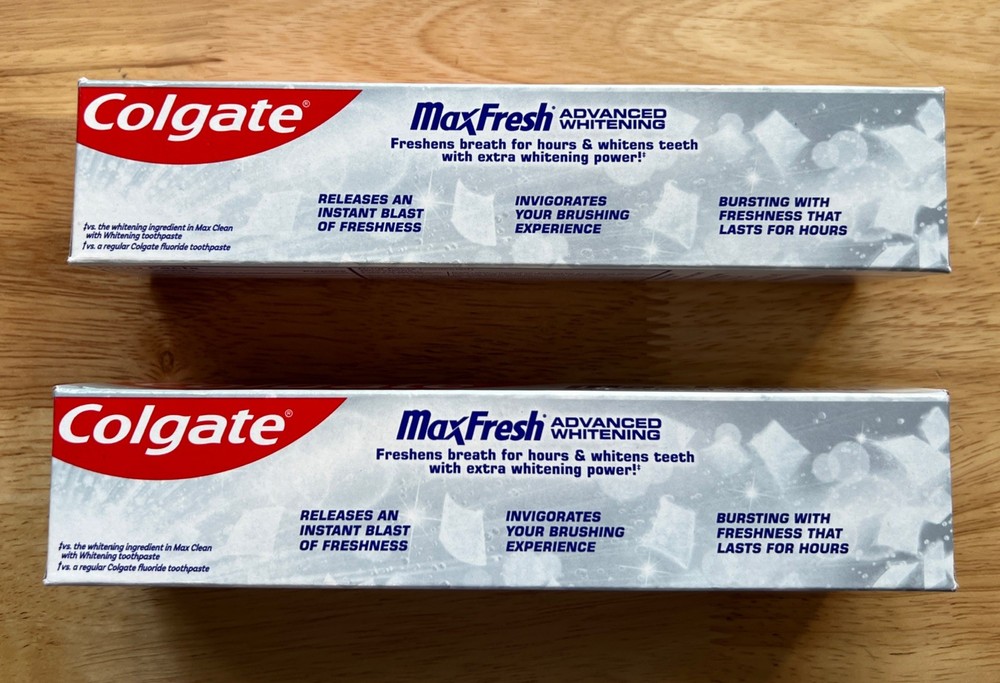 2 PACK Colgate Max Fresh Advanced Whitening Toothpaste Clean Mint 6.3 oz