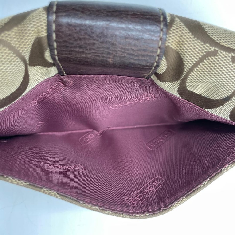Authentic Coach Long Wallet, Canvas, Brown Signature