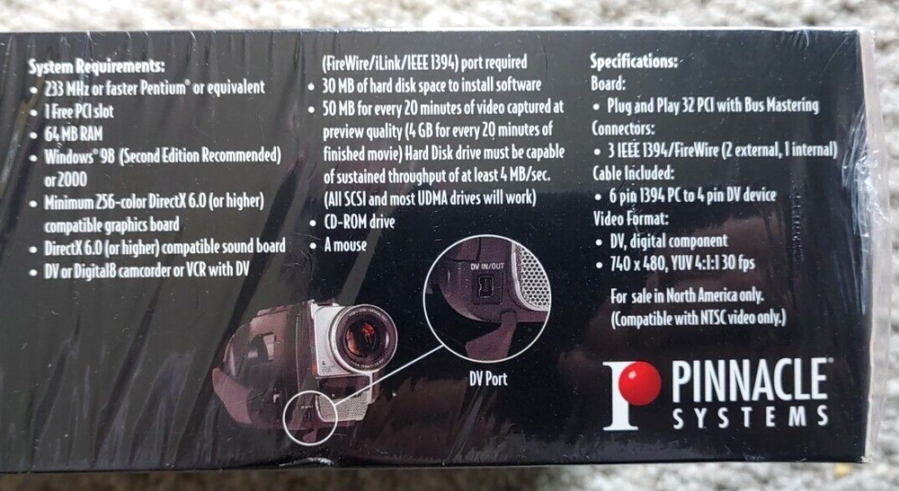 Pinnacle Studio DV Pro Editing Software Windows 98 2000 NEW OPEN BOX