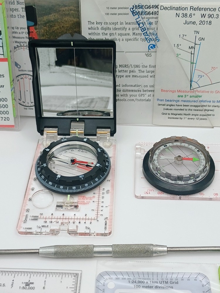 Lot Of Map Making Tools/Rulers + 2 Compasses