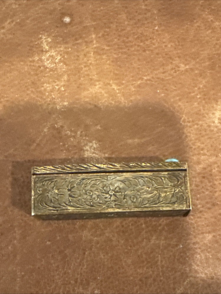 Old Solid Silver 800 Lipstick Case Unique Box Porcelain Polychrome Plaque 20th C