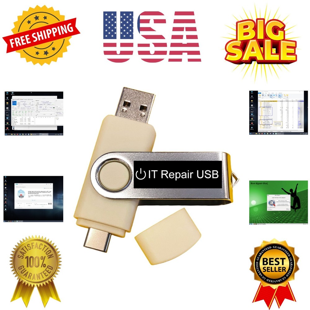 Computer IT Repair Bootable USB Flash Drive – Antivirus, Data Recovery & Pass...