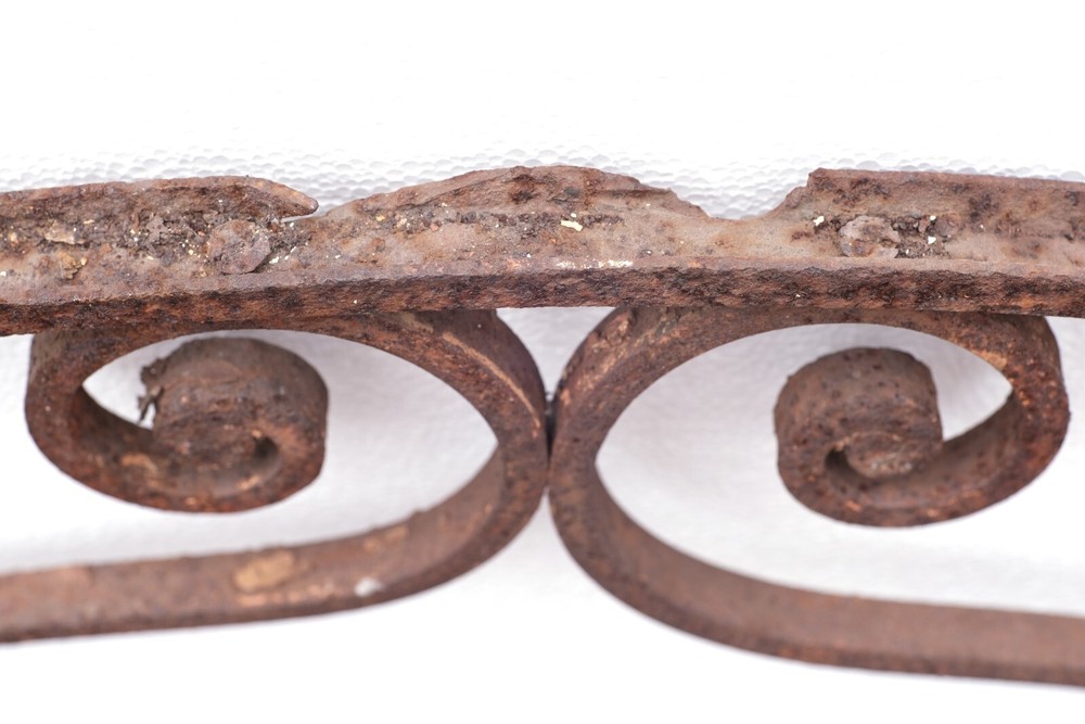 Antique Arched Spiraled Wrought Iron Transom Window