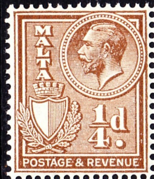 MALTA 1930 KGV SG193 1/4d BROWN UNMOUNTED MINT