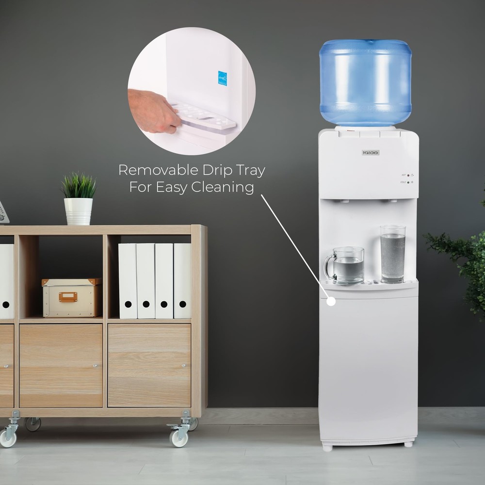 Top Loading Water Cooler with Removable Drip Tray & Energy-Saving Features- W...