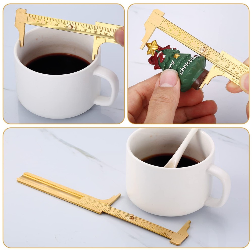 2 Pack Brass Vernier Caliper Pocket Handy Caliper Measuring Mini Tool