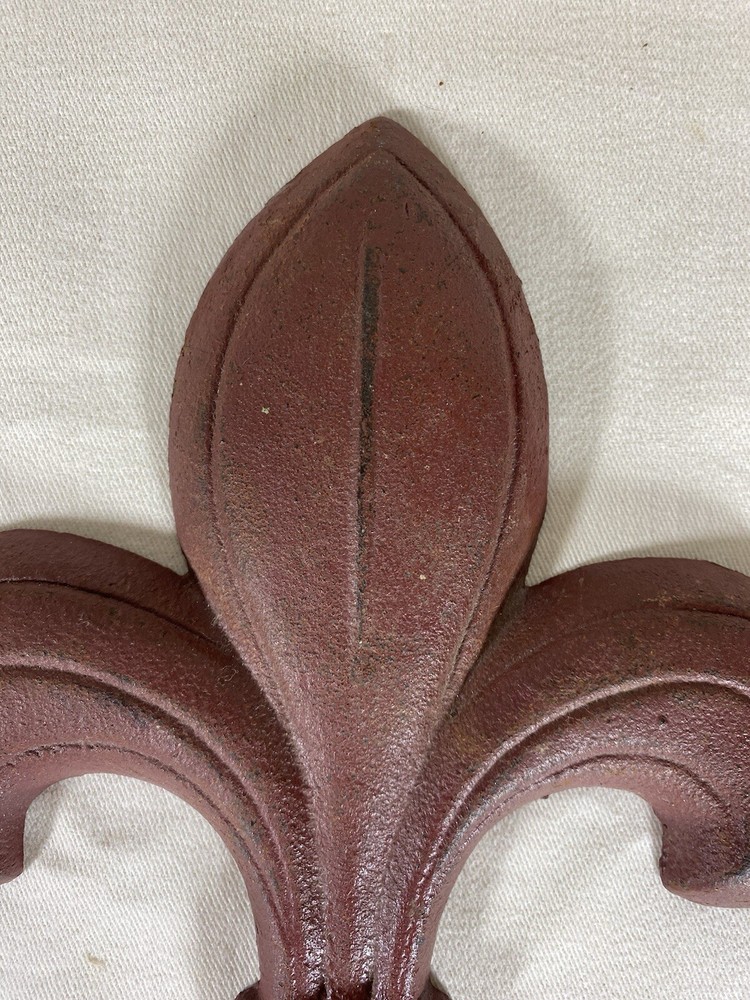 Cast Iron Fleur De Lis Red No Hooks Wall Hanging