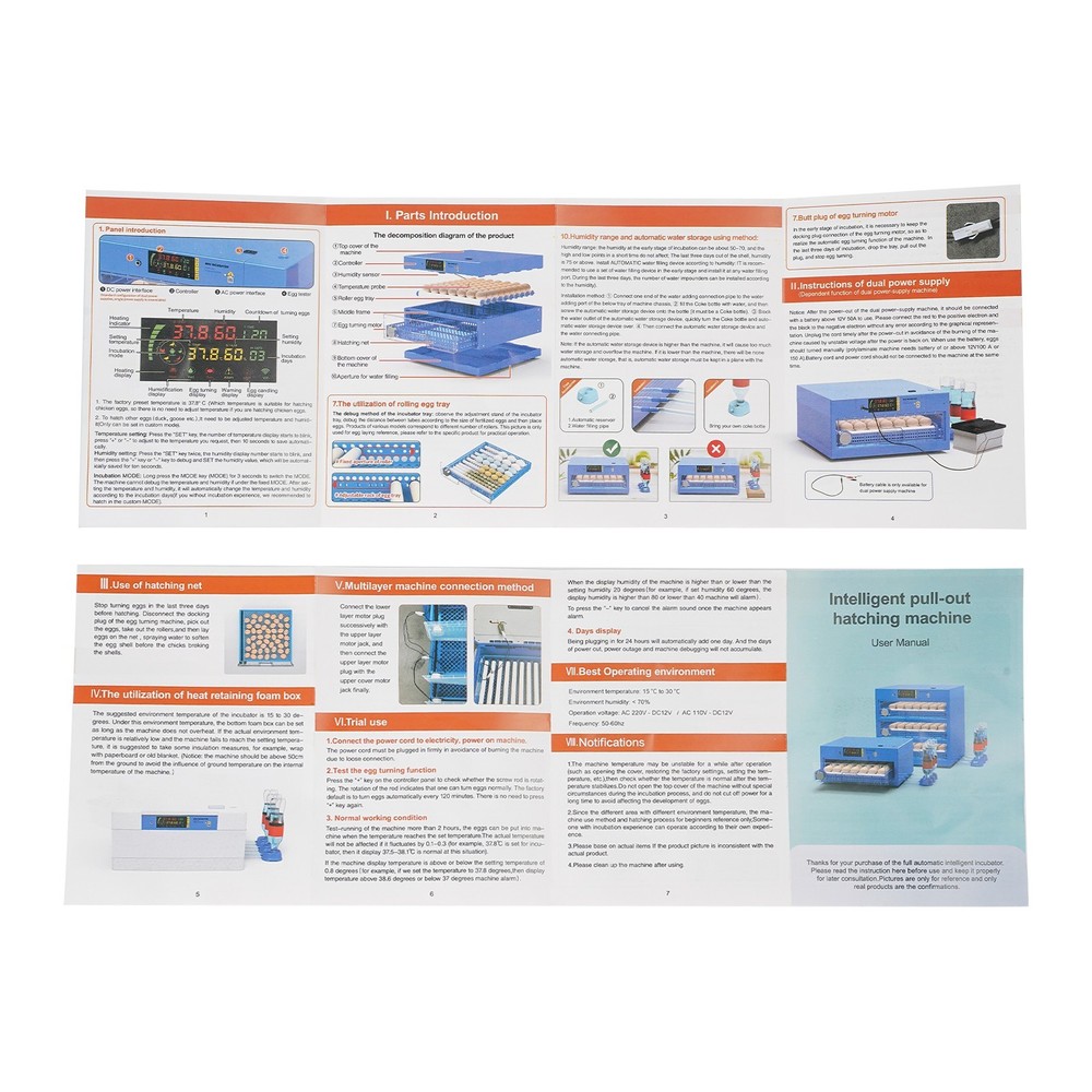 256 Egg Incubator Automatic Egg Turning & Temperature Control Digital Incubators