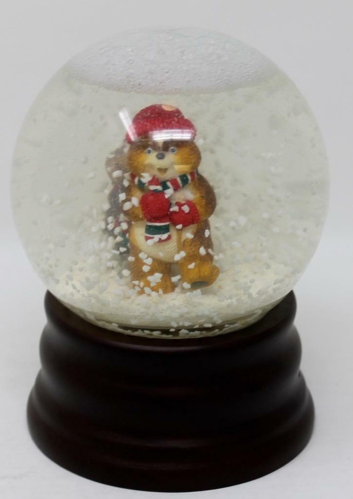 Eddie Bauer Snow Globe Bear with Sled 5" Tall
