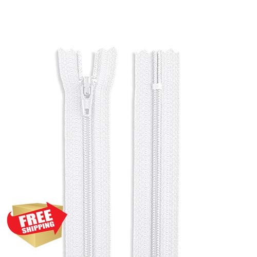 18" Nylon Coil Zipper White Non-Separating Sewing