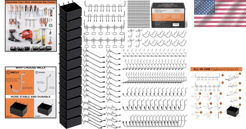 278PCS Pegboard Hook Assortment - Perfect for Tools & Workspace Order