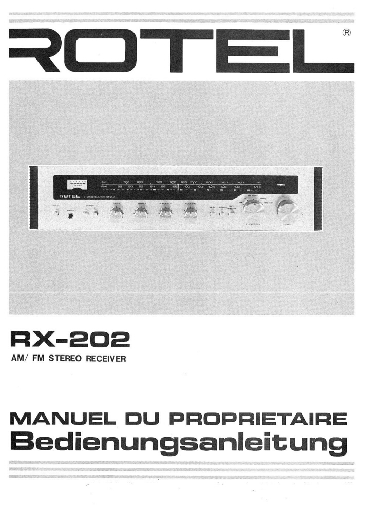 Rotel RX-202 Receiver Owners Instruction Manual