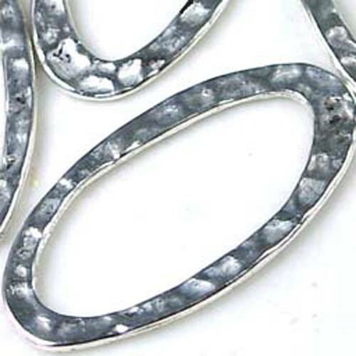 6 Silver Pewter Hammered Oval Large Ring 40x20mm