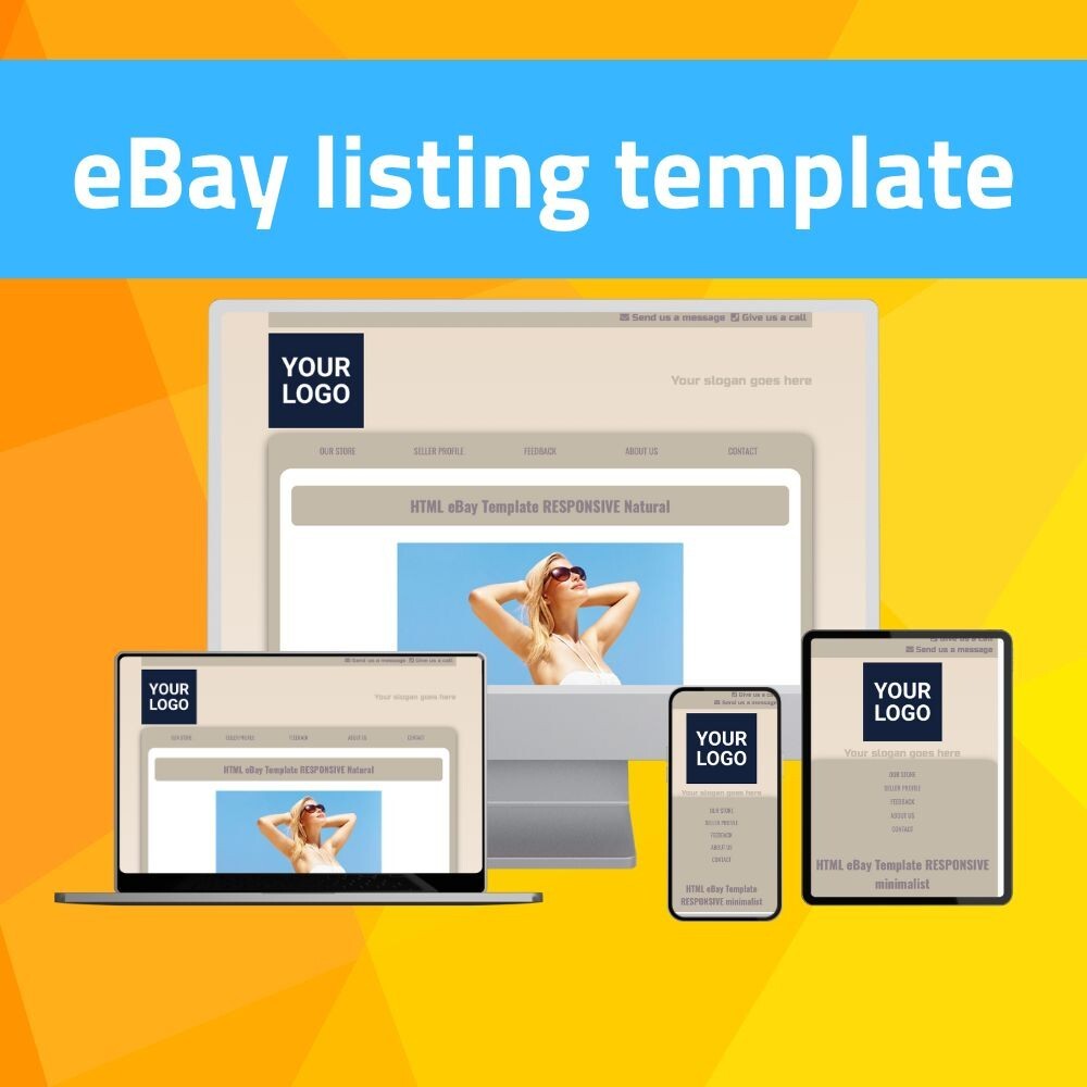 eBay Template RESPONSIVE Natural - pastel - editor included - no html needed