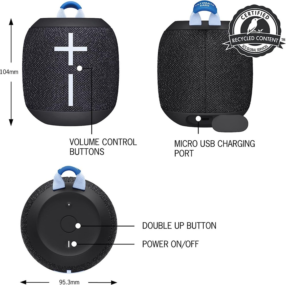 Ultimate Ears WONDERBOOM 3 Small Portable Wireless Bluetooth Speaker WB3