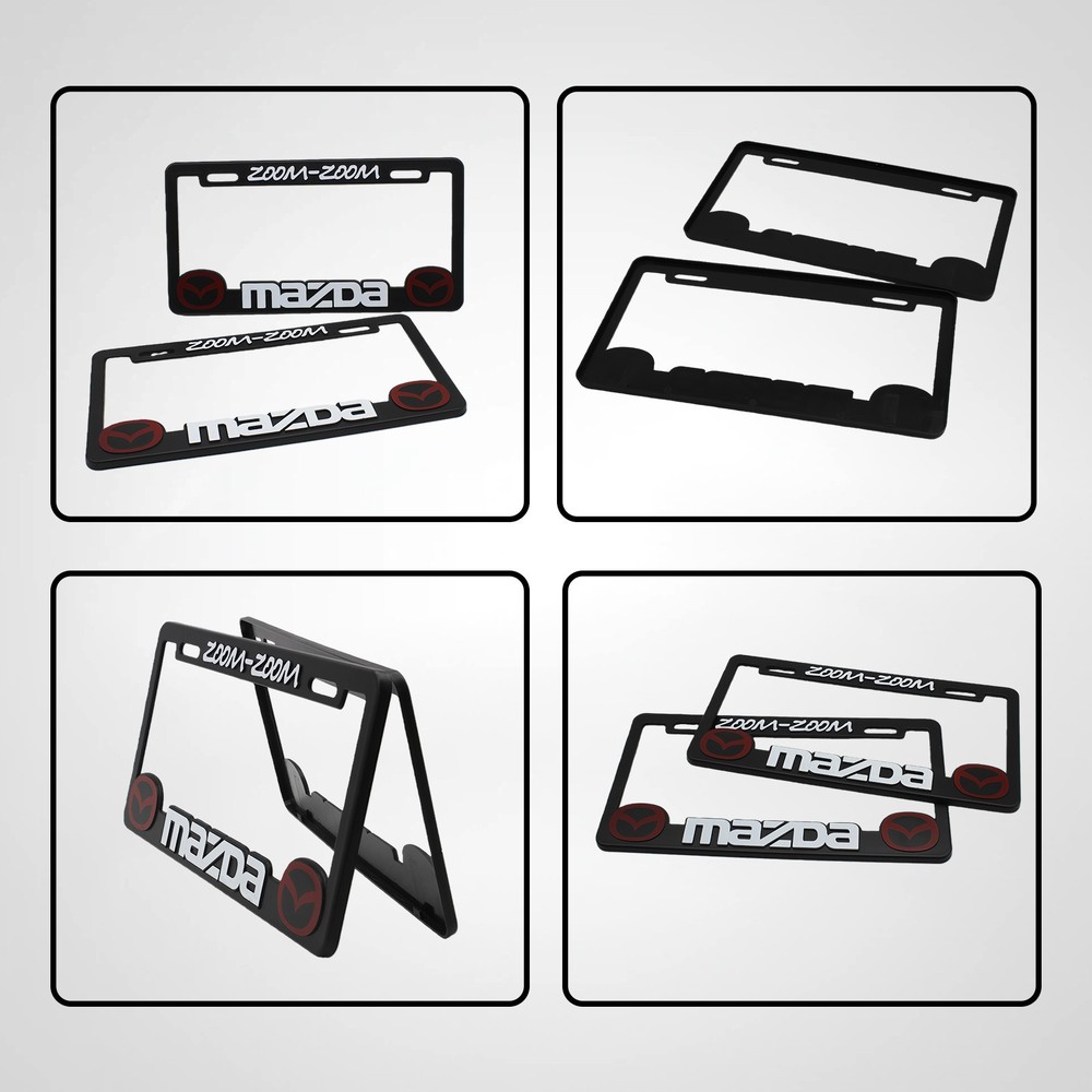 NEW 2pcs-Mazda-black Plastic license plate frame