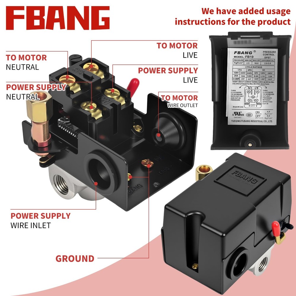 Air compressor shut off valveAir Compressor Pressure Switch Control Valve Pre...