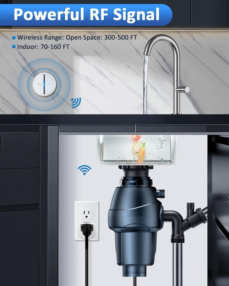 Garbage Disposal Wireless Switch Kit, ELECTOP White