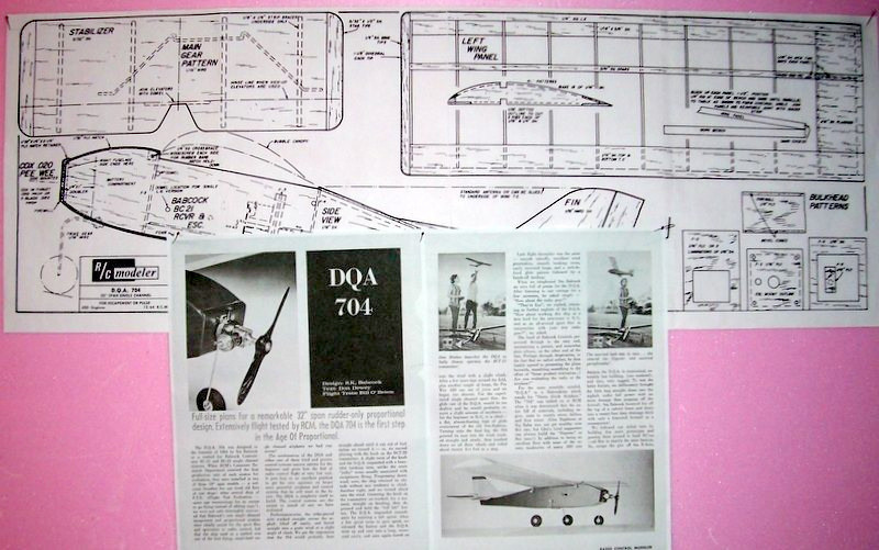 DQA 704 RCM PLAN +CONSTRUCTION ARTICLE to build this tiny RC Model Airplane