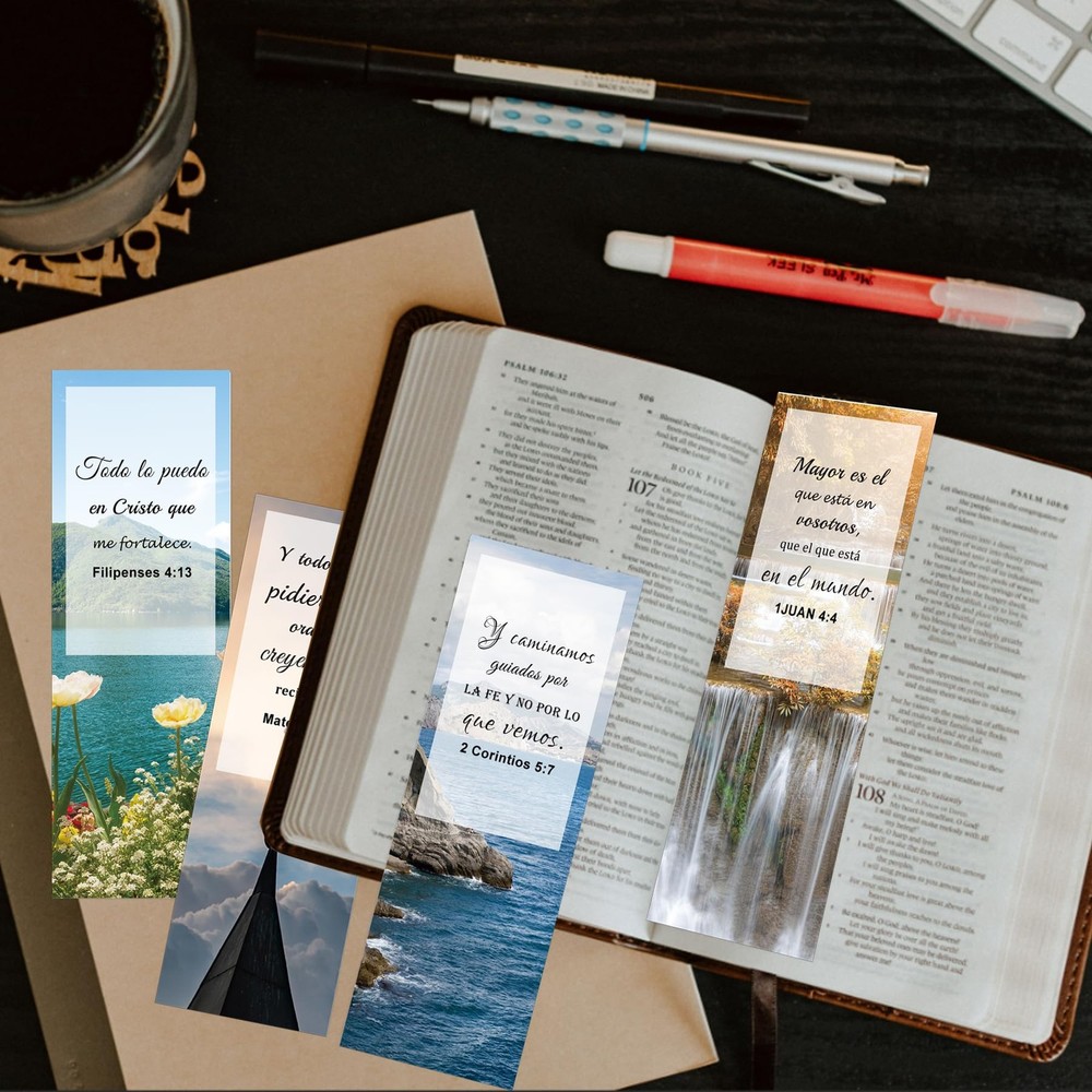 40 Pack Spanish Christian Bible Verse Bookmarks Religious Scripture Book Marks