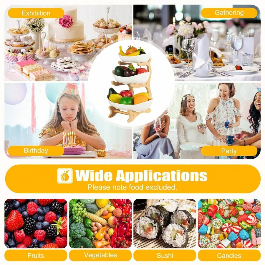 NEW 3-Tier Bamboo Storage Rack, Multi-Purpose Fruit & Snack Organizer Stand For