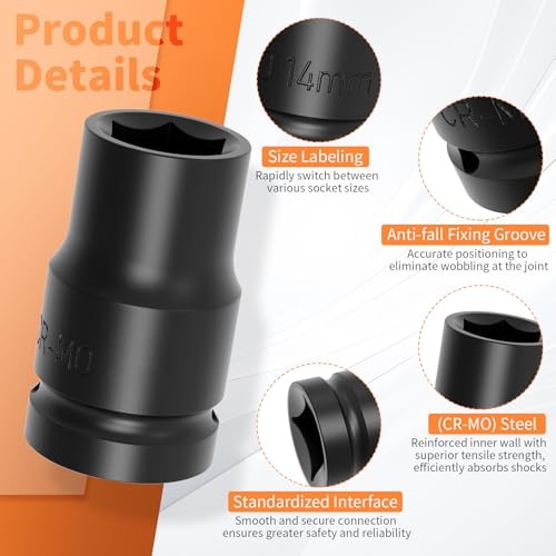 Impact Socket Shallow Socket 1/2 drive Lug Nut Flip Socket Chrome-Moly 13mm