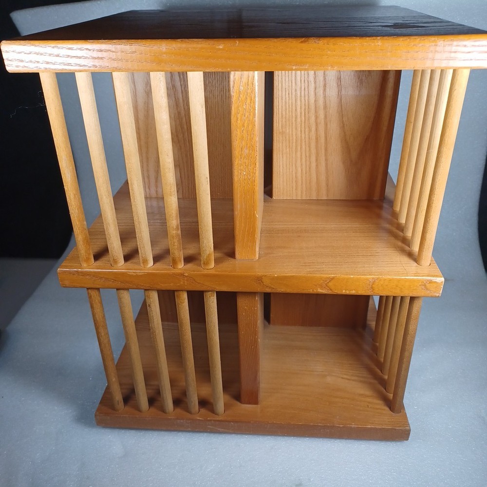 Cornwall Vintage Solid Wood CD Tower Rack Carousel Spinning Holds 80 CDs
