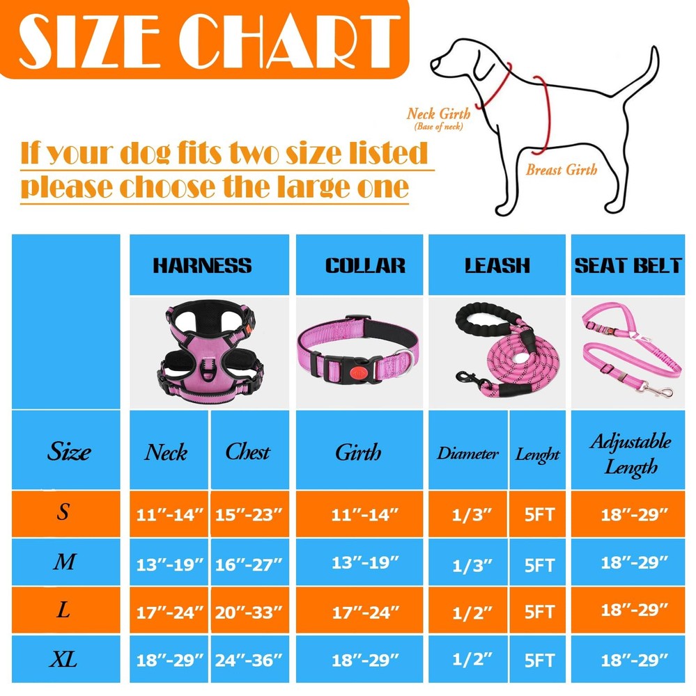 LOBEVE No Pull Dog Harness, Collar & Leash Set | Includes Small, Pink