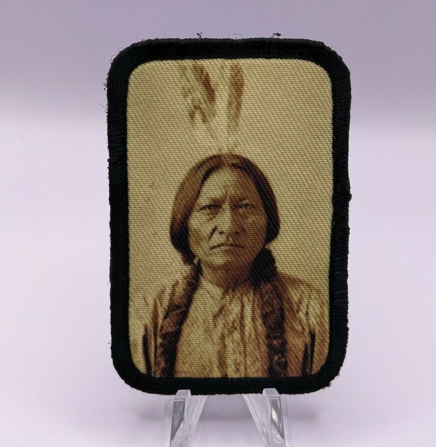 Sitting bull history 2"x3" hook & loop morale patch tactical