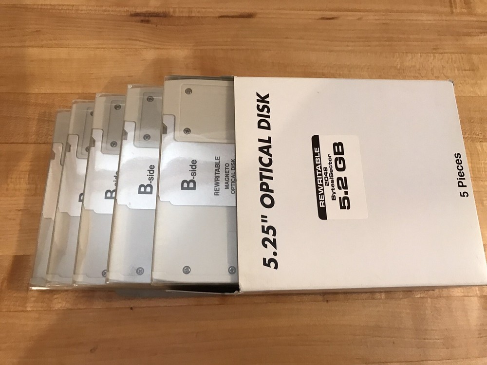 NEW Unbranded5.25" 5.2GB 2048 Bytes/sector Rewritable Optical Disk (5 Disk Pack)