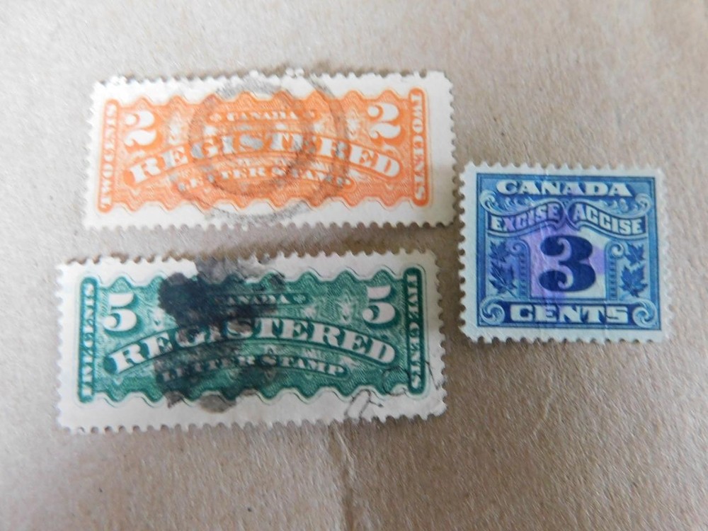 CANADA 2 & 5 CENT REGISTERED MAIL USED VF CENTERING, FANCY CANCELS
