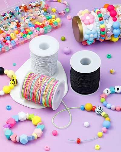 2 Rolls Elastic Bracelet String Total 330 1MM Black White