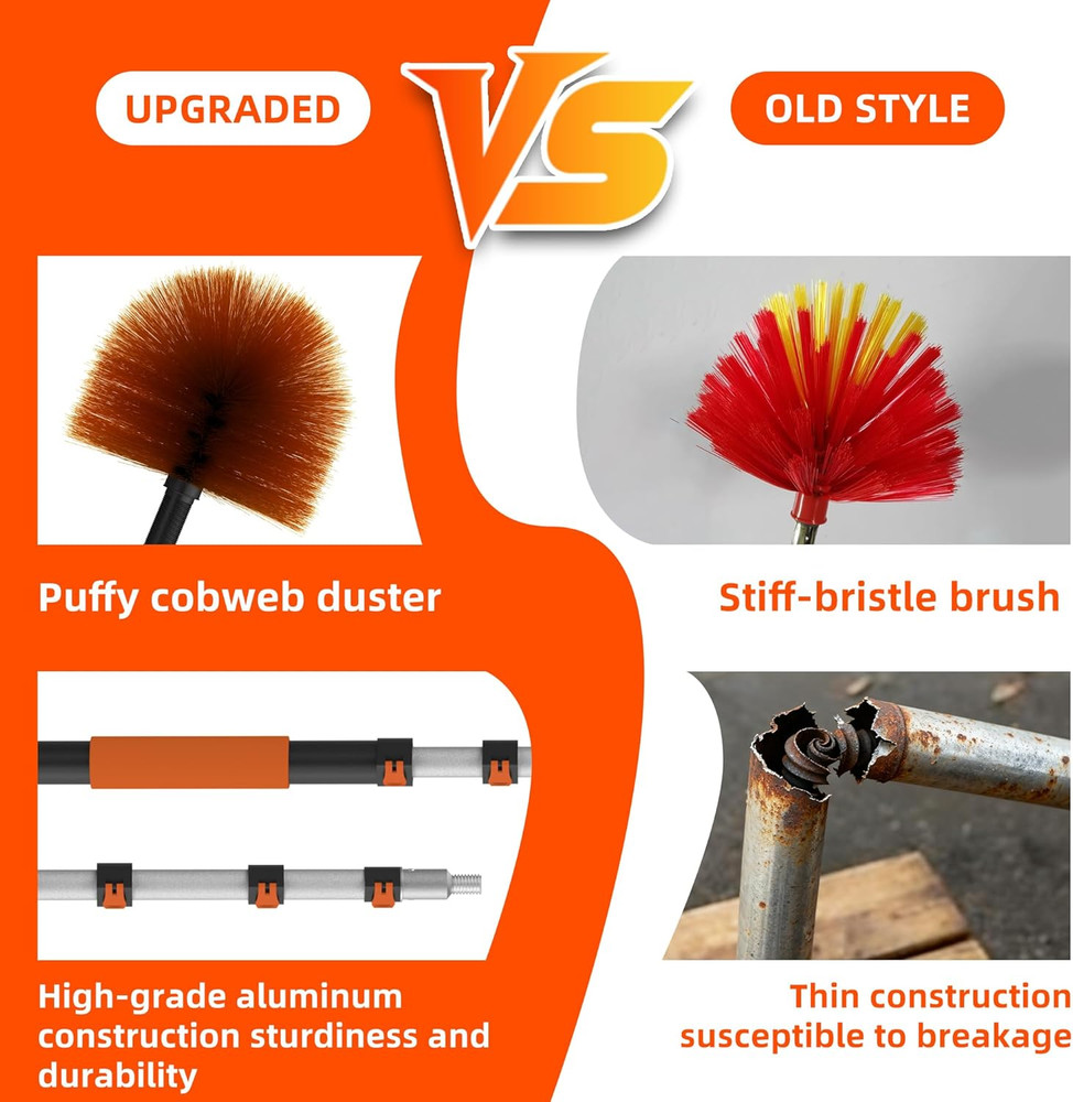 26 FT Cobweb Duster with Extension Pole, Cobweb Duster with 5-20FT Telescoping E