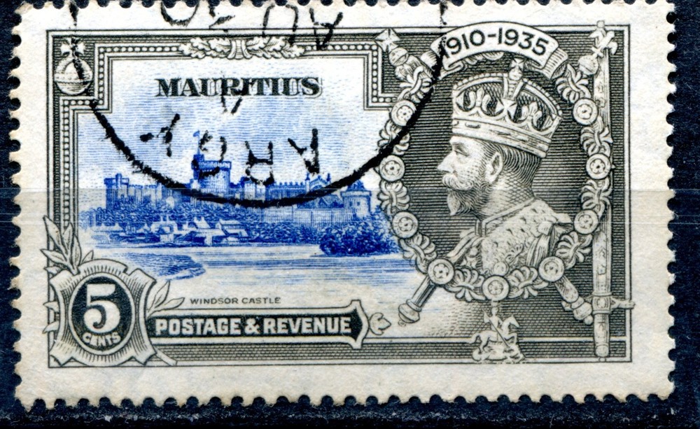 1935 Silver Jubilee Mauritius postmarks - ARGY on 5c