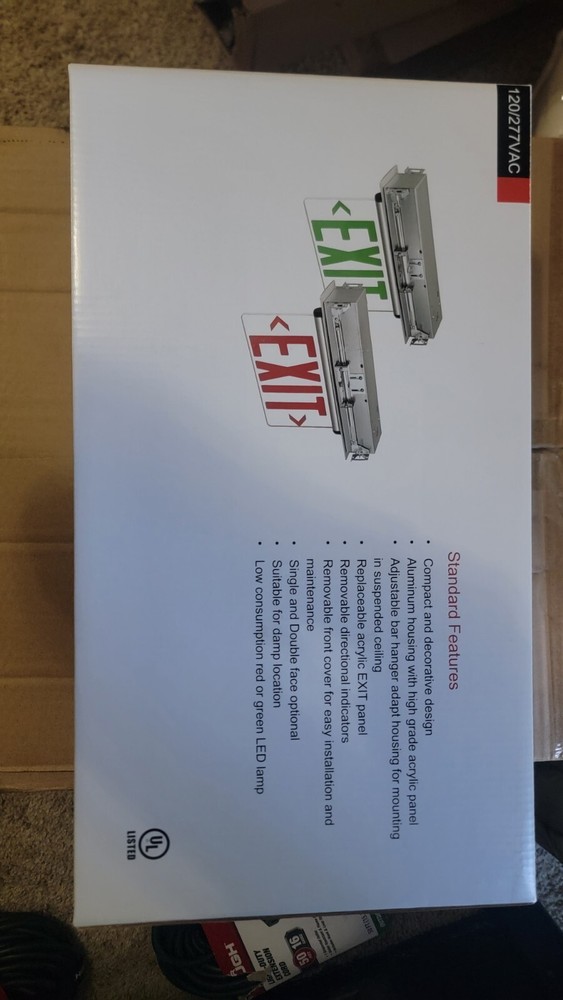 Uline H-8561 Edge Lit Acrylic Exit Sign Red