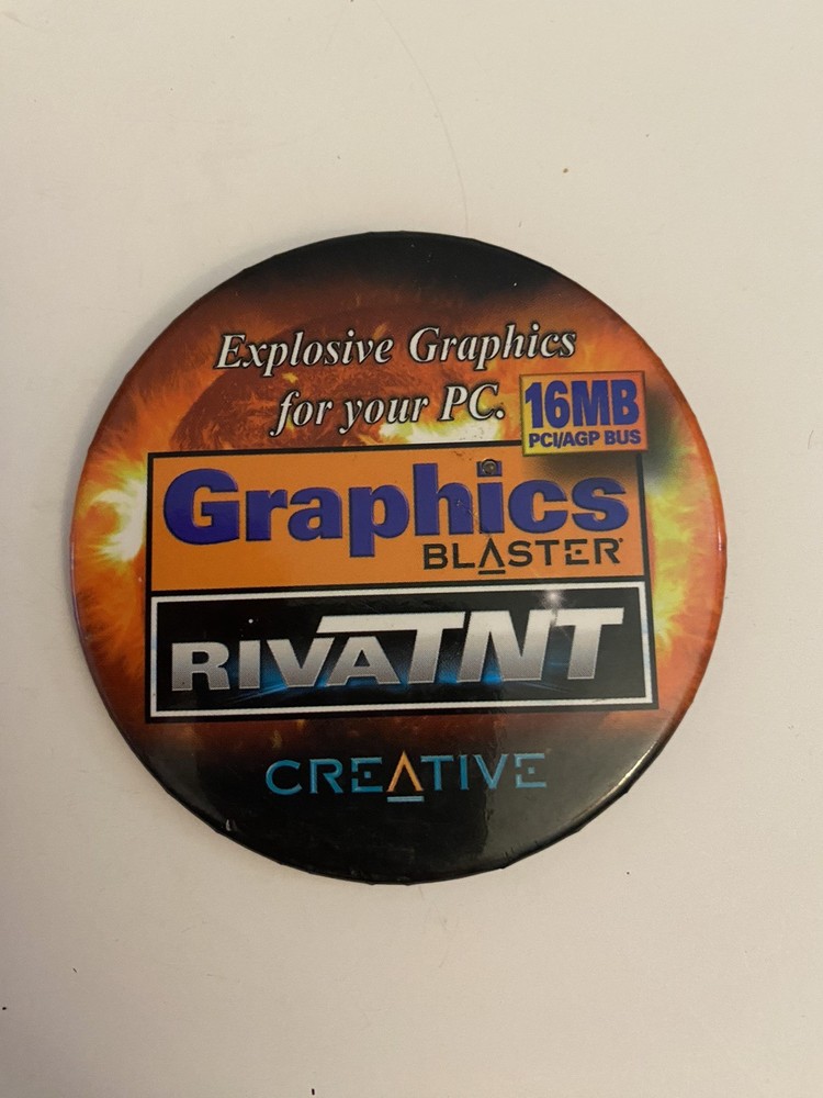 Creative Graphics Blaster Advertising Pin Back Button P7