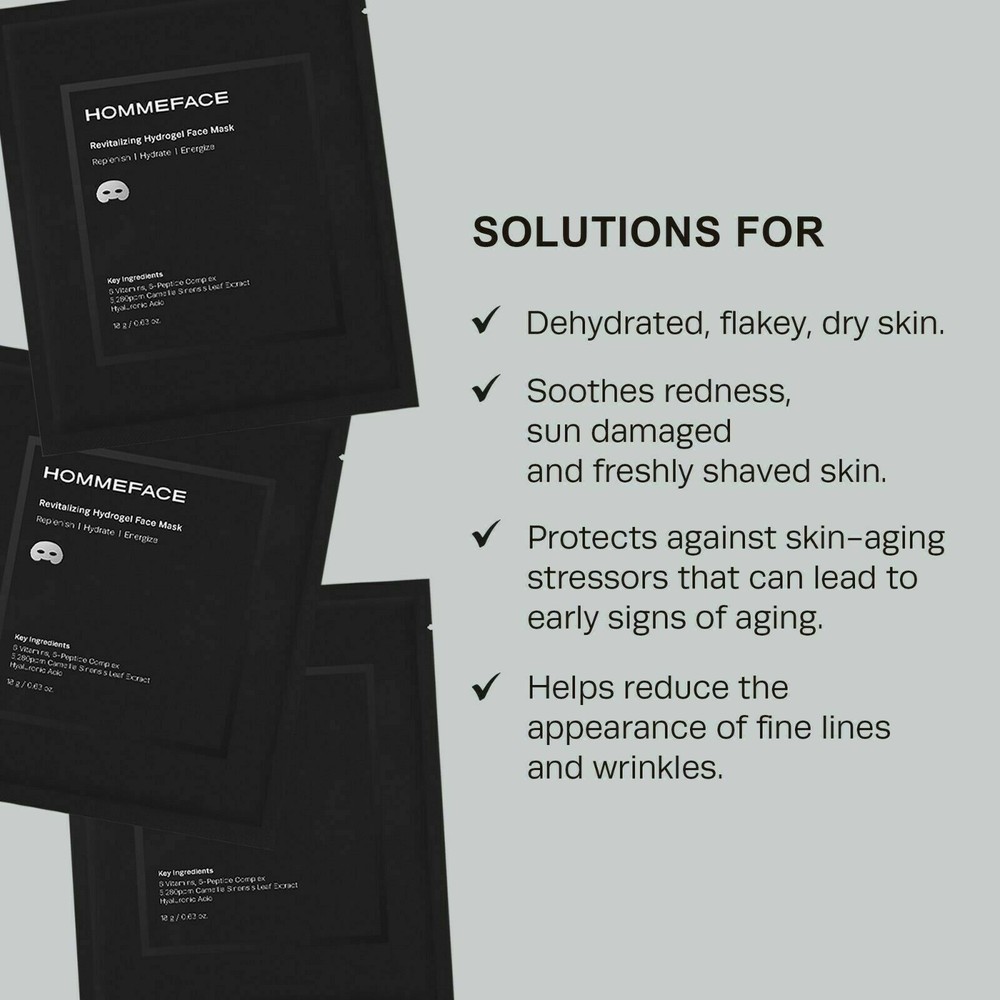 HOMMEFACE Revitalizing Hydrogel Face Mask Set for Men (5 sheets)